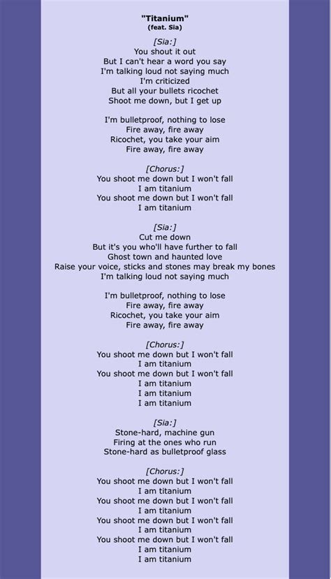 Titanium David Guetta ft.Sia | Titanium lyrics, Favorite lyrics, Me me me song