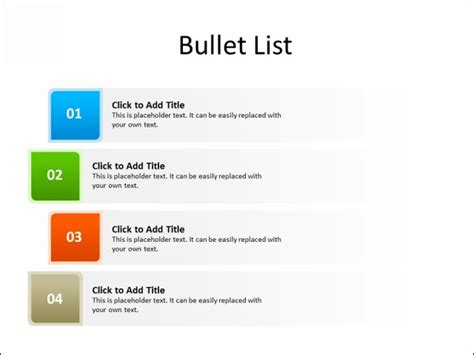 PPT Slide-Bullet List - 4 Rectangles - Multicolor