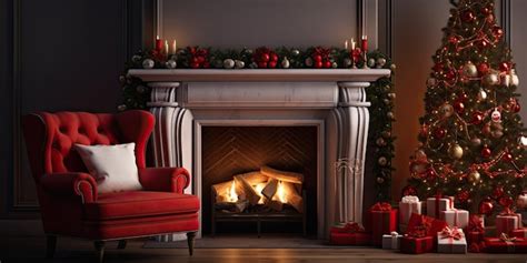 Premium Photo | Christmasthemed fireplace in living room