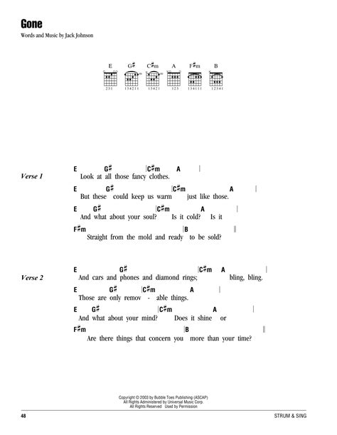 Gone by Jack Johnson - Guitar Chords/Lyrics - Guitar Instructor