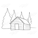 Abeka | Clip Art | Log Cabin—with trees