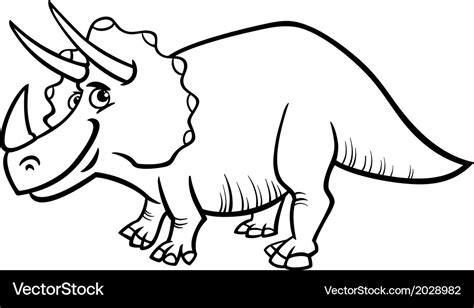 Triceratops dinosaur coloring page Royalty Free Vector Image