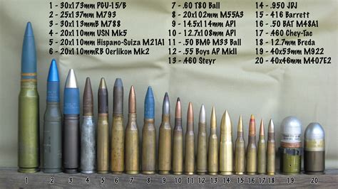 New comparison photo - Some 30mm's, 20mm's and other large bore/OAL. : r/guns