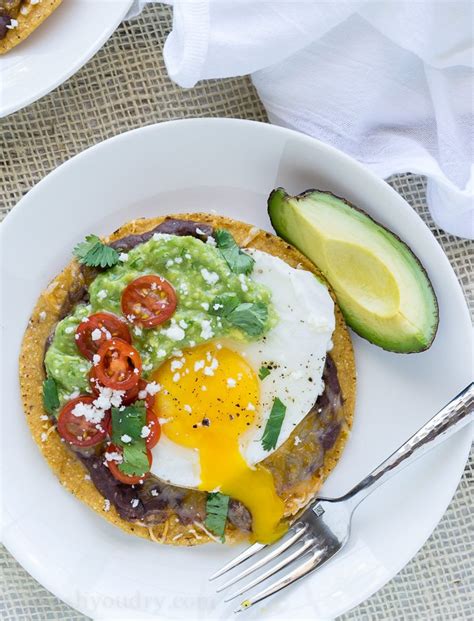 Huevos Rancheros Breakfast Tostadas with Avocado Salsa Verde - I Wash You Dry