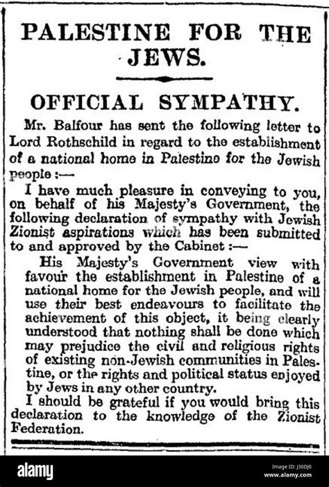 Balfour Declaration in the Times 9 November 1917 Stock Photo - Alamy