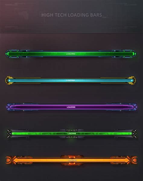 High Tech Loading Bars | Game ui design, Game design, Loading bar