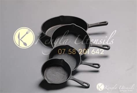 Set of 4 Cast Iron Skillet Non-stick Frying Pan 16/20/20/26cm diameter ...