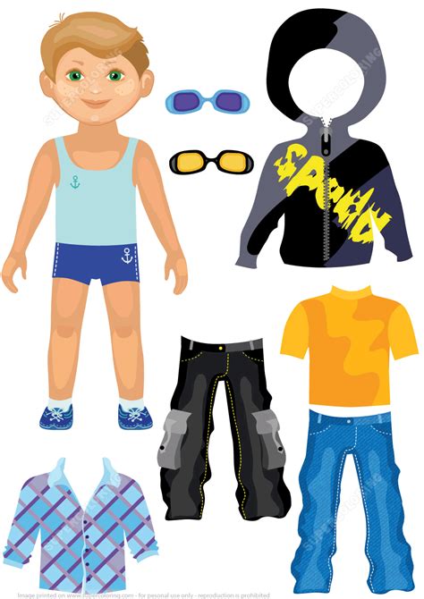 Boy Paper Doll Fashion Set | Free Printable Papercraft Templates