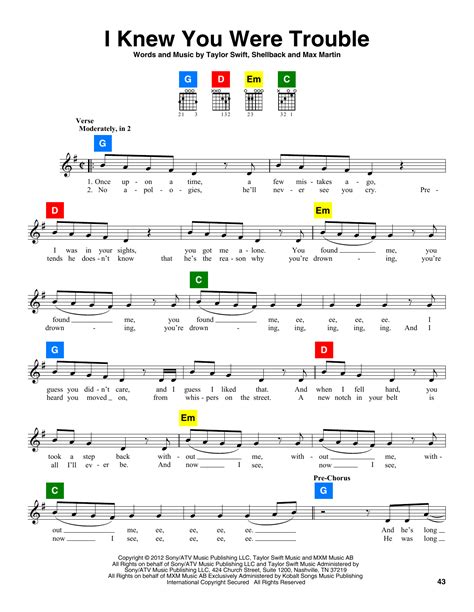 Taylor Swift "I Knew You Were Trouble" Sheet Music Notes | Download Printable PDF Score 158113