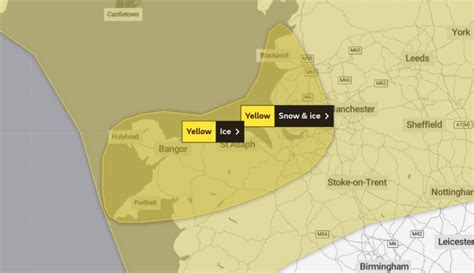 Met Office yellow weather alert for ice and snow covering Wrexham ...