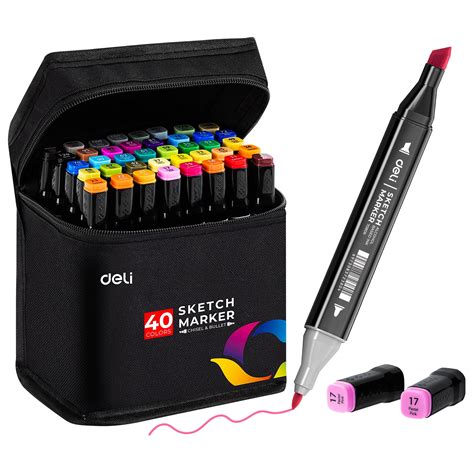 Deli Art Markers Set, 40 Colors Dual Tips Coloring Marker Pens Highlighters - Walmart.com