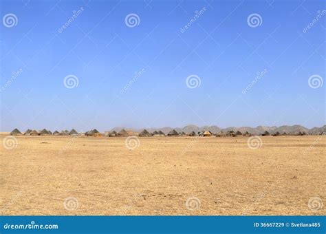 Village on the South-western Sudan. Stock Image - Image of halfa, rays ...