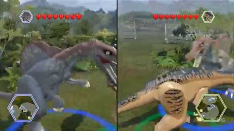 LEGO Jurassic World - Baryonyx vs Spinosaurus - CoOp Fight | Free Roam ...