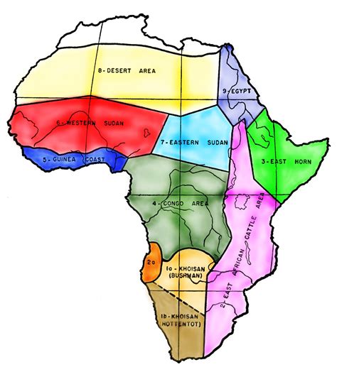 Cultural areas of Africa by Herskovits | Africa map, World geography ...