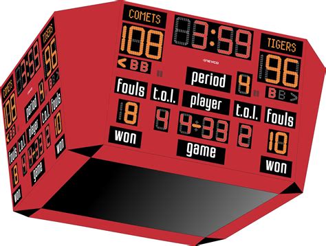 4 Sided Basketball Scoreboard & LED Digital Display | 2770 4-Face