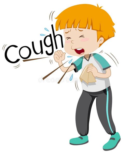 Sick boy coughing hard stock vector. Illustration of young - 67727941