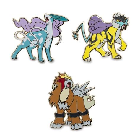 Raikou, Entei & Suicune Pokémon Pins (3-Pack) | Pokémon Center Official ...