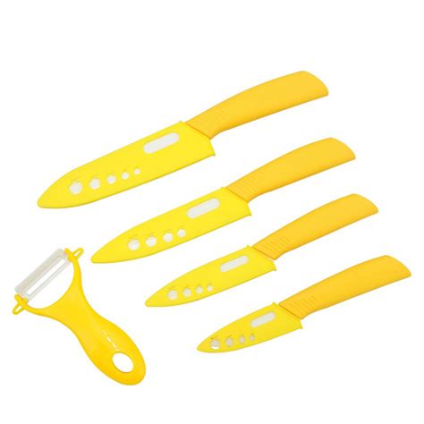 5 Piece Super Sharp Ceramic Knife Set & Vegetable Peeler with Protective Sheath Covers