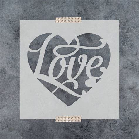 Love Heart Stencil Reusable DIY Craft Stencils of a Love - Etsy | Heart ...