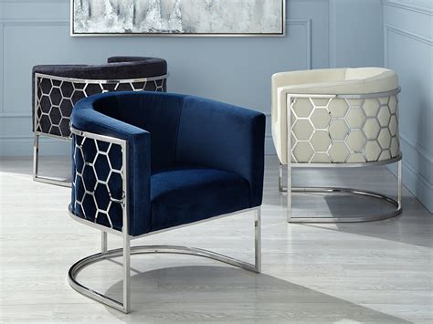 Modern Accent Chair - Xcella Honeycomb Modern Accent Chair (Blue velvet)