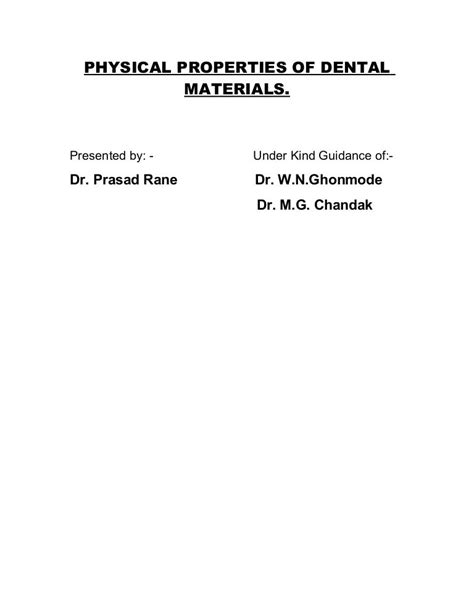 Physical properties of dental materials