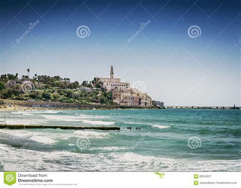 Beach by Jaffa Yafo Old Town Area of Tel Aviv Israel Stock Image ...