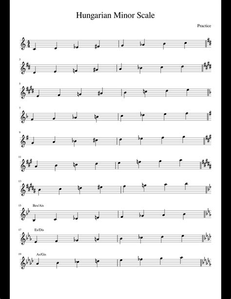 Hungarian Minor Scale Practice sheet music for Piano download free in PDF or MIDI