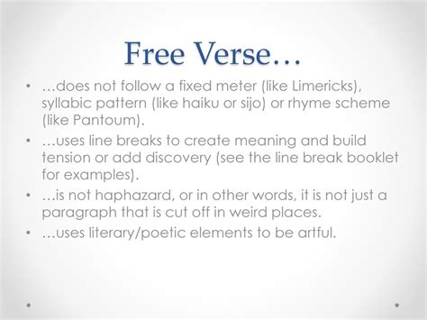 Free Verse Poetry. - ppt download