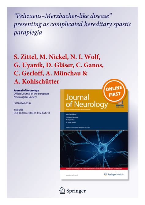 (PDF) “Pelizaeus–Merzbacher-like disease” presenting as complicated hereditary spastic paraplegia