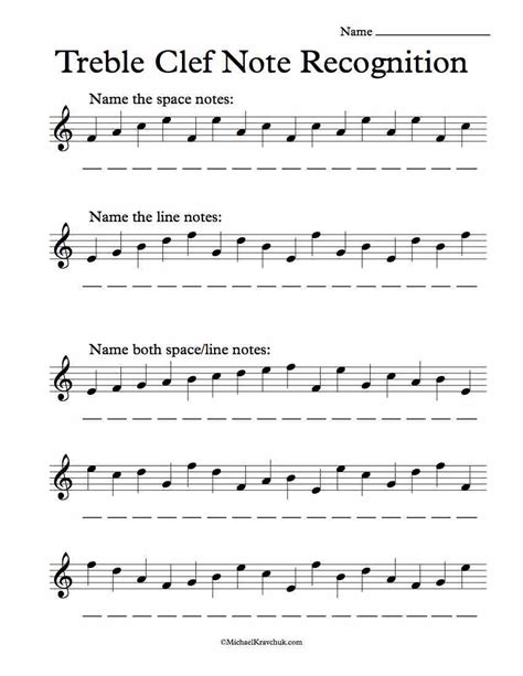 Treble Clef Notes Worksheet – Englishworksheet.my.id