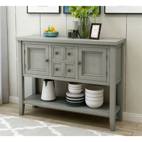 Narrow Entryway Sofa Table, 46" Wooden Console Table with Storage Drawer&Shelf, Farmhouse Buffet ...