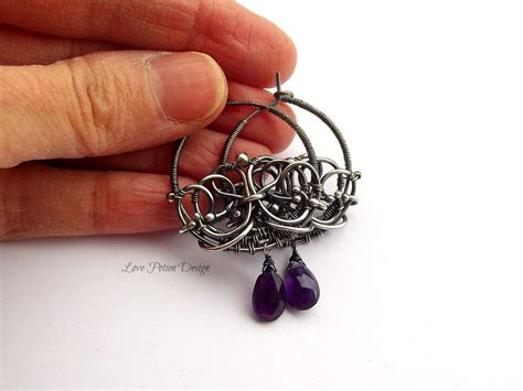Wire Wrapped Sterling Silver Hoop Earrings With Amethysts.… | Flickr