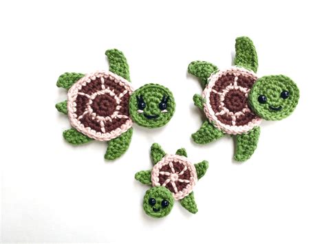 Crochet Turtle Appliques - Free and Easy patterns | Crochet turtle ...