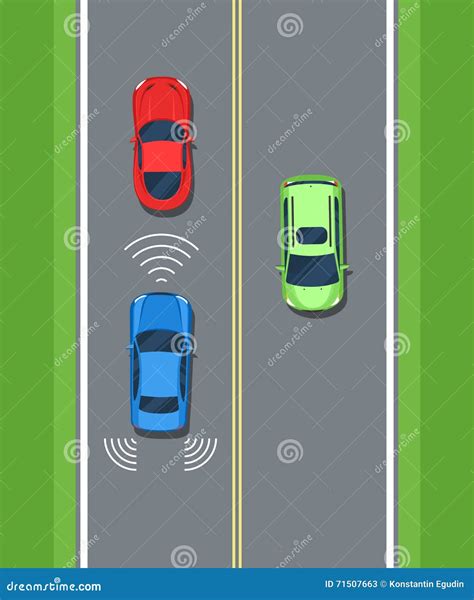 Smart Car, Safety. Remote Sensing System of Vehicle Stock Vector - Illustration of driver ...