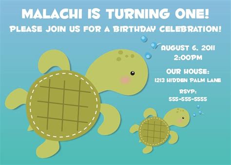 Sea Turtle Birthday Invitation Printable by PhotoGreetings