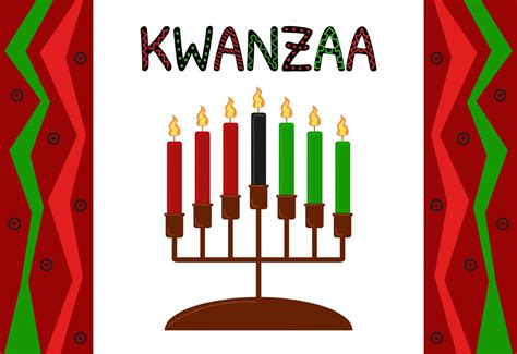 Kwanzaa holiday. Seven candles in candle holder. Kwanzaa symbol ...