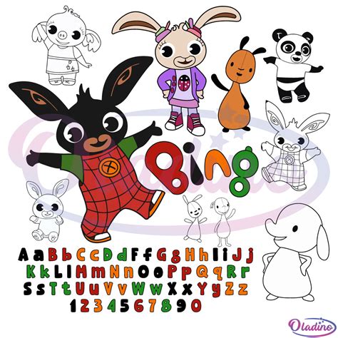 Bing Bunny Party ABCD Bundle SVG File, Birthday Decor Svg