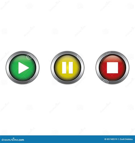 Play, Pause and Stop Buttons Collection Vector Design Stock Vector - Illustration of player ...