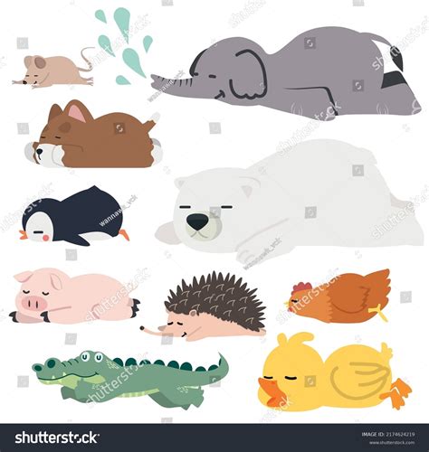 Animales de dibujos animados mullidos recogiendo: vector de stock ...