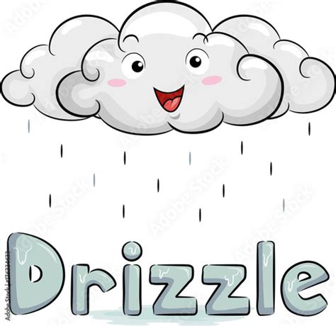 Cloud Mascot Drizzle Illustration Stock Vector | Adobe Stock