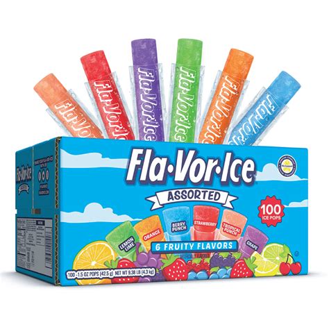 Fla-Vor-Ice Assorted Gluten-Free Freezer Fruit Ice Pops, 1.5 oz, 100 ...