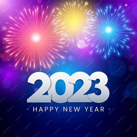 Premium Vector | Happy new year 2023 bright colorful fireworks