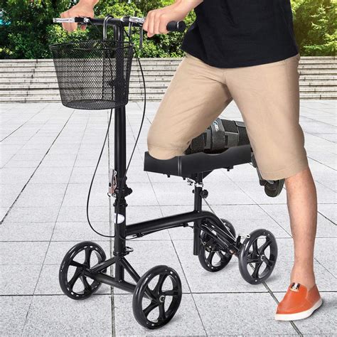 Goplus Steerable Knee Walker Foldable Knee Scooter for Broken Leg, Foot ...