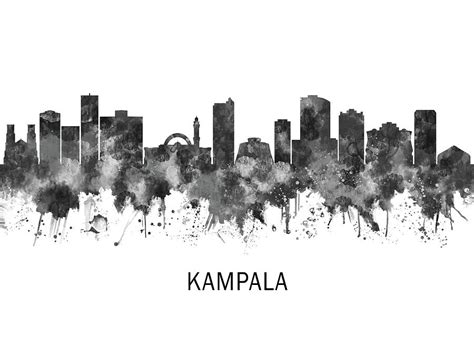 Kampala Skyline BW Mixed Media by NextWay Art - Fine Art America