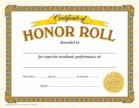 √ 20 Editable Honor Roll Certificate ™ | Dannybarrantes Template