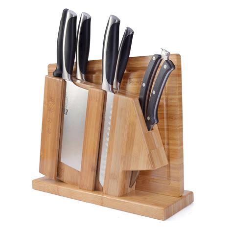 Review Kitchen Knife Set with Wooden Block and Premium Cutting Board 8 ...