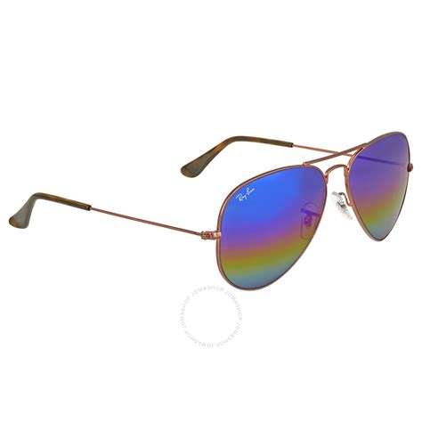 Ray Ban Aviator Blue Rainbow Flash Men's Sunglasses RB3025 9019C2 58 ...