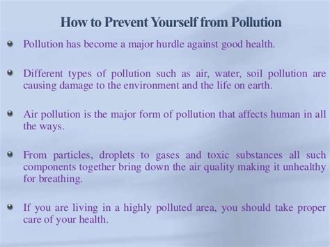 How to prevent yourself from pollution