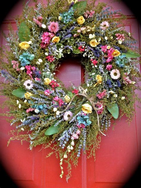 Cottage Garden Dried Flower Wreath, Wreath,Dried Floral Arrangement,Spring Wreath, Mother's Day ...