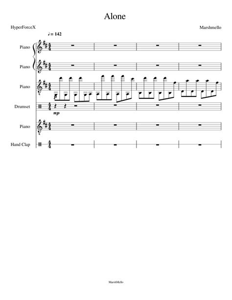 Alone Marshmello Sheet music for Piano, Percussion | Download free in PDF or MIDI | Musescore.com